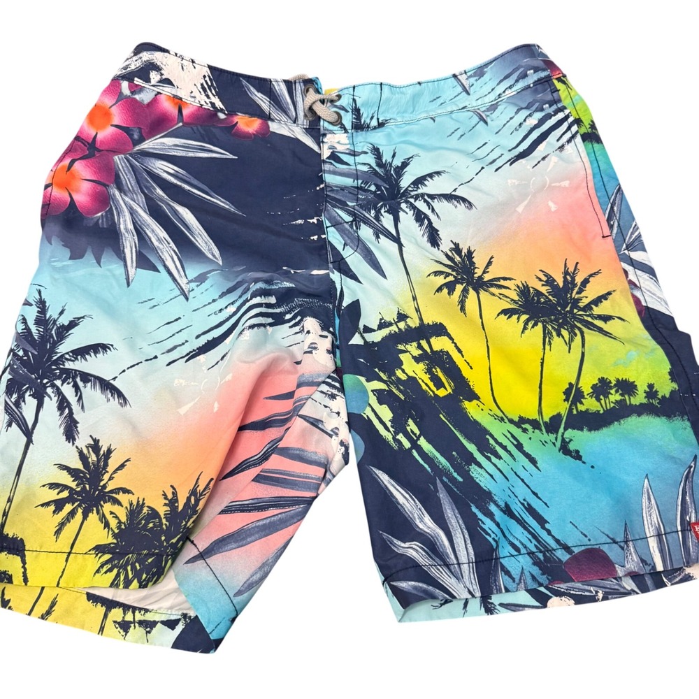 Tommy Bahama Relax Board Shorts Mens 36 Multi Tropical Palm Tree Floral Swimwear
